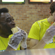 Former U.S. Olympic Swimmer Michael Phelps, right, and Brazilian soccer legend Pele, left, eat sandwiches at a SUBWAY restaurant, during a event organized by SUBWAY, on Wednesday, Dec. 4, 2013 in Sao Paulo, Brazil. (Photo by Nelson Antoine/Invision for SUBWAY Restaurants/AP Images)